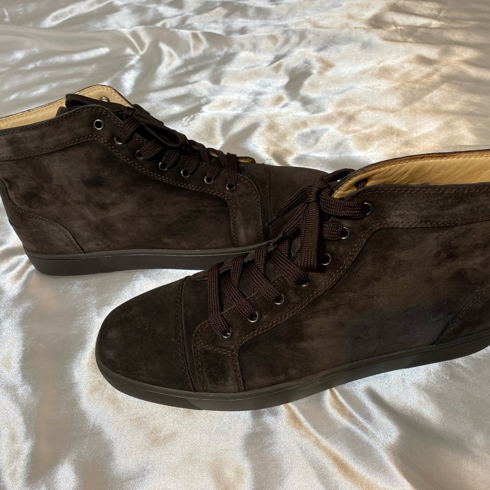 Christian Louboutin Louis orlato Verveine suede red bottom sneakers size 46.5